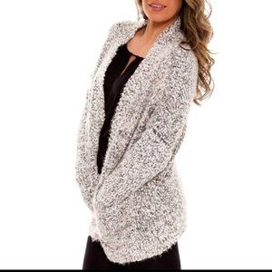 COMFY LUXE WOMENS SOFT FLICKERED BOUCLE CARDIGAN W/POCKETS NWT - OS